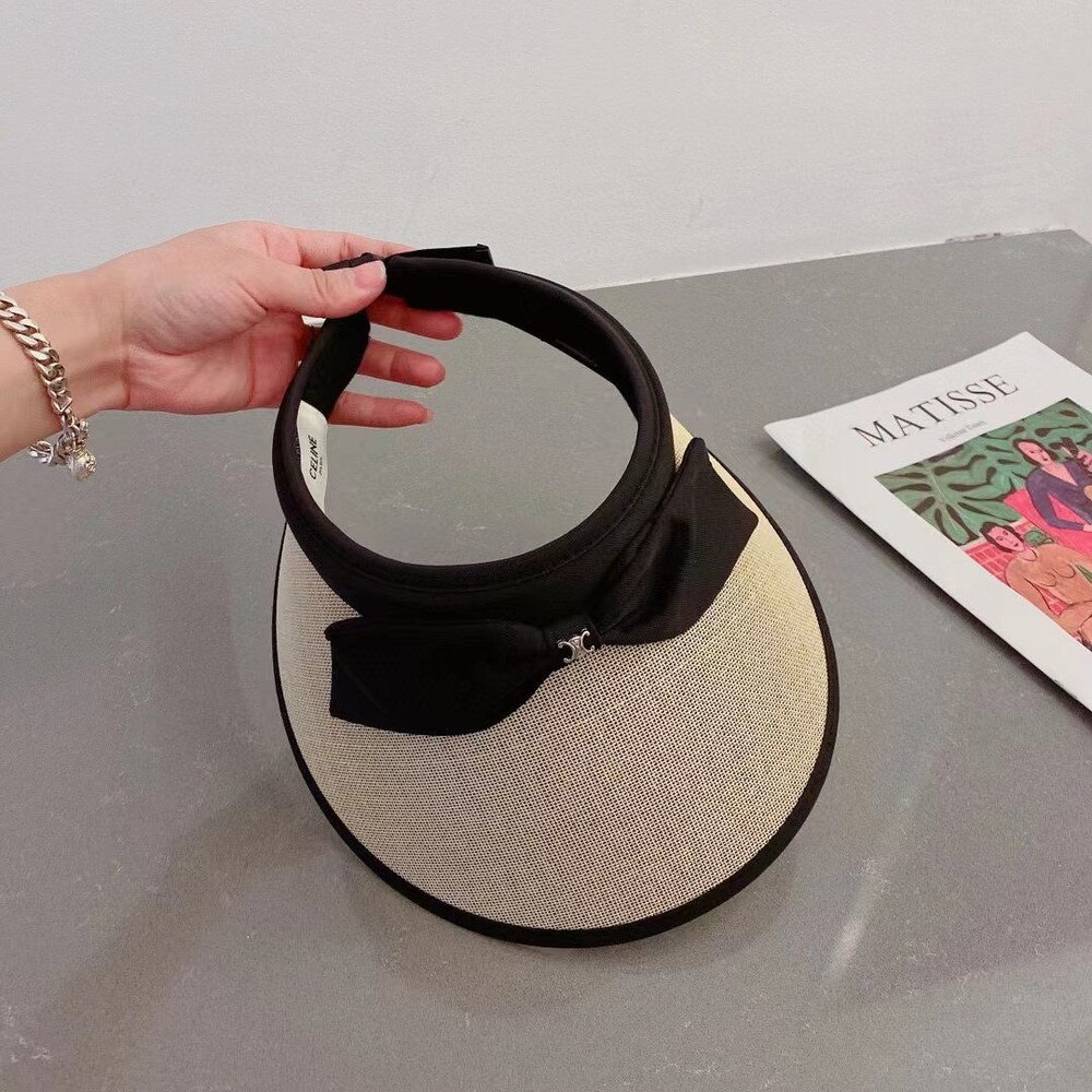 Celine Triomphe Bow Beige Sun Visor - Picture 2 of 8